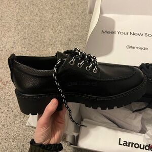 NWT Larroude London Lace Loafers Black Size 9